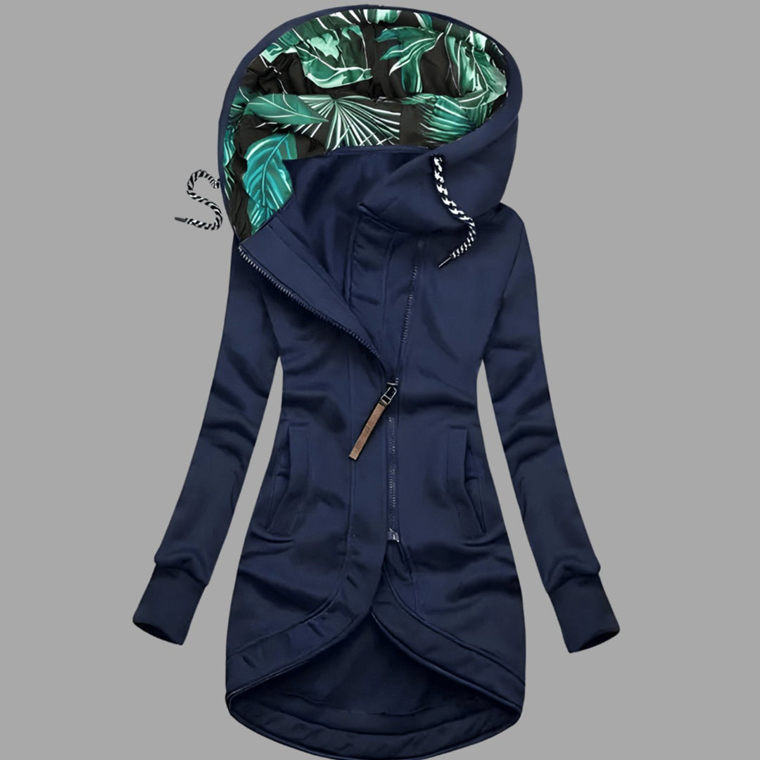 Damen Robuste Winter-Shelljacke mit Kapuze Reißverschluss Langarm - Marineblau