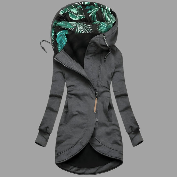 Damen Robuste Winter-Shelljacke mit Kapuze Reißverschluss Langarm - Grau