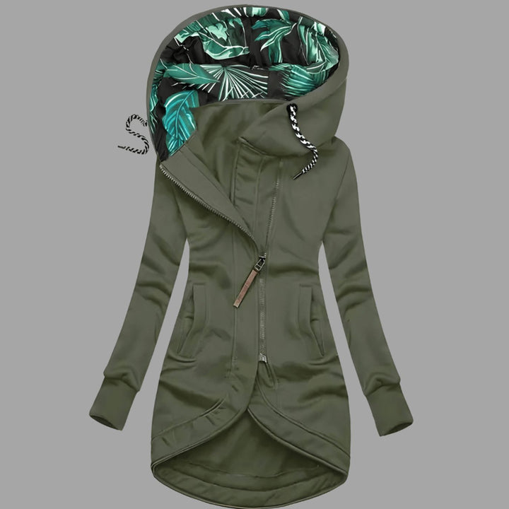 Damen Robuste Winter-Shelljacke mit Kapuze Reißverschluss Langarm - Grün
