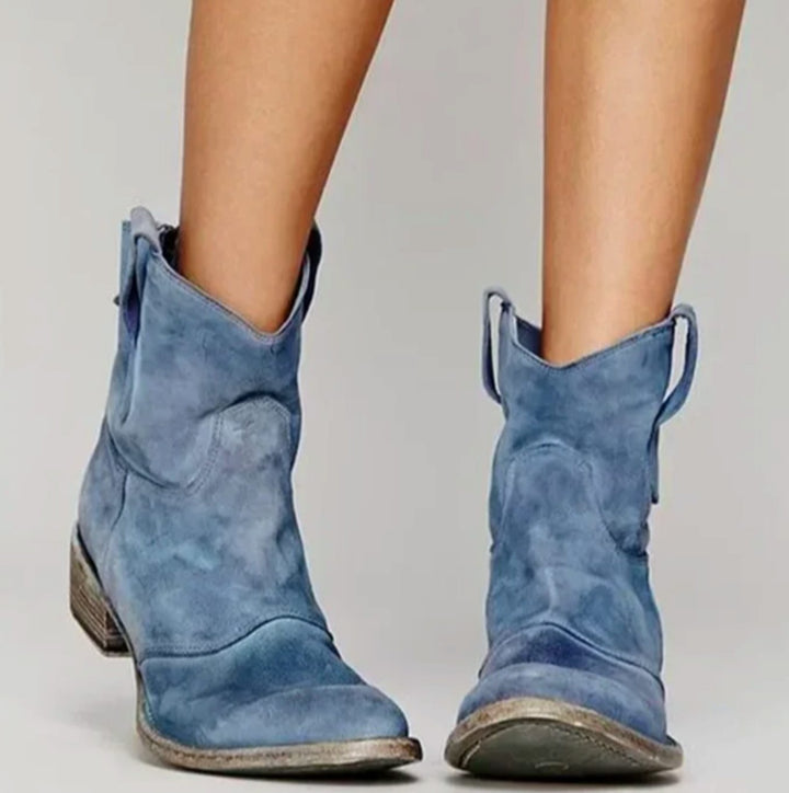 Damen Wildleder-Westernstiefelette für einen stilvollen Look - Blau