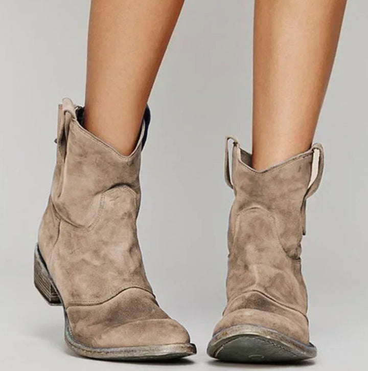 Damen Wildleder-Westernstiefeletten für einen stilvollen Look - Braun