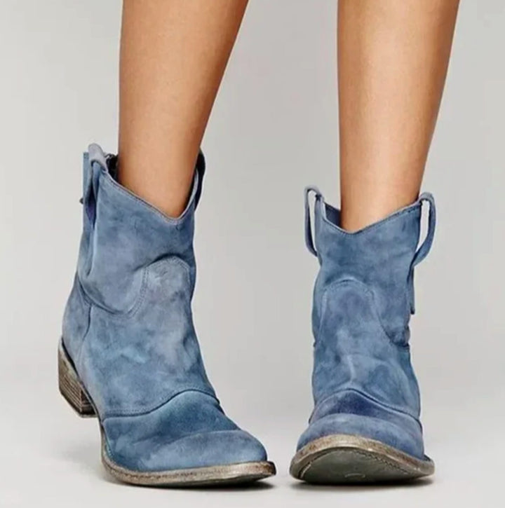 Damen Wildleder-Westernstiefeletten für einen stilvollen Look - Blau