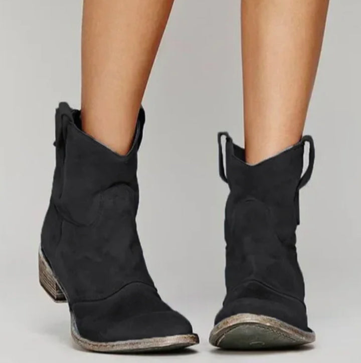 Damen Wildleder-Westernstiefeletten für einen stilvollen Look - Schwarz