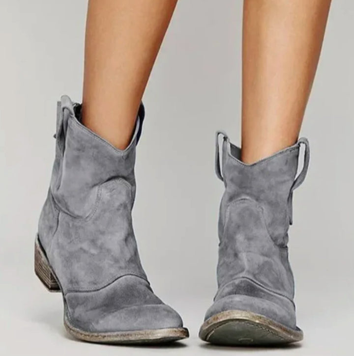 Damen Wildleder-Westernstiefeletten für einen stilvollen Look - Grau