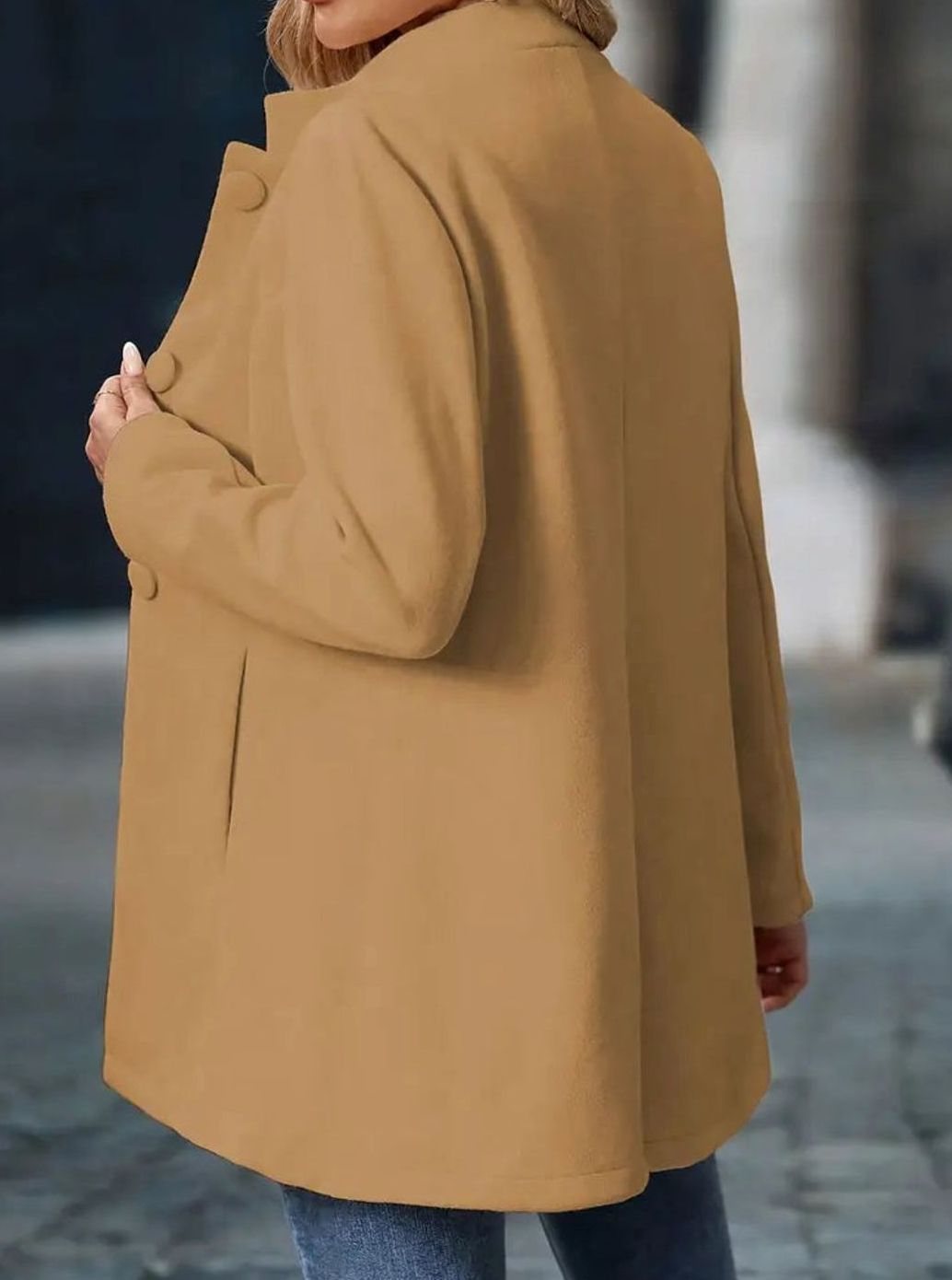 Damen Wintermantel mit Knöpfen Stehkragen eleganter langer Schnitt