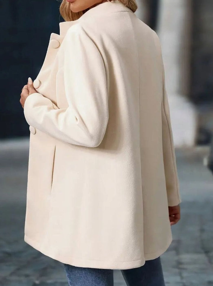 Damen Wintermantel mit Knöpfen Stehkragen eleganter langer Schnitt