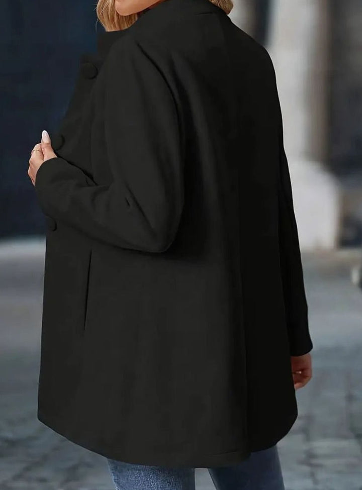 Damen Wintermantel mit Knöpfen Stehkragen eleganter langer Schnitt