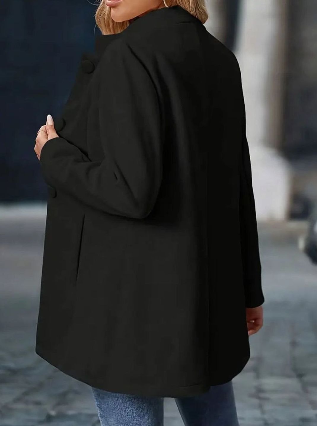 Damen Wintermantel mit Knöpfen Stehkragen eleganter langer Schnitt