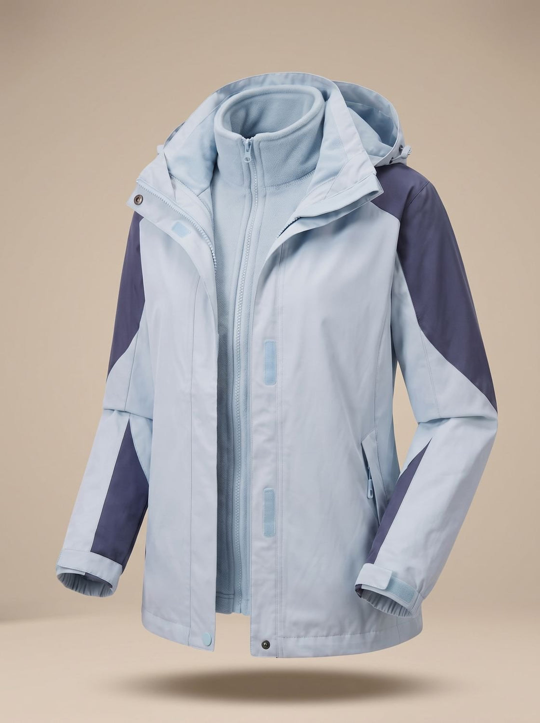 Dames 2-in-1 Softshell Outdoorjas met Afneembare Fleece Binnenjas - Heren Outdoorjas 1312N Lichtblauw