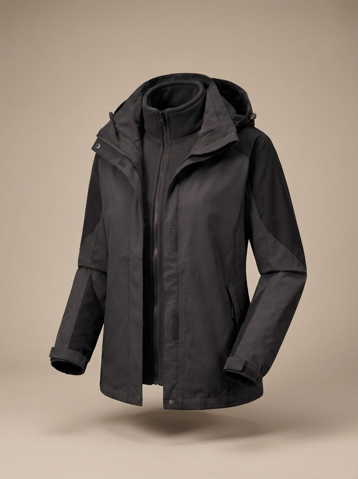 Dames 2-in-1 Softshell Outdoorjas met Afneembare Fleece Binnenjas - Dames Outdoorjas 1312L Grijs