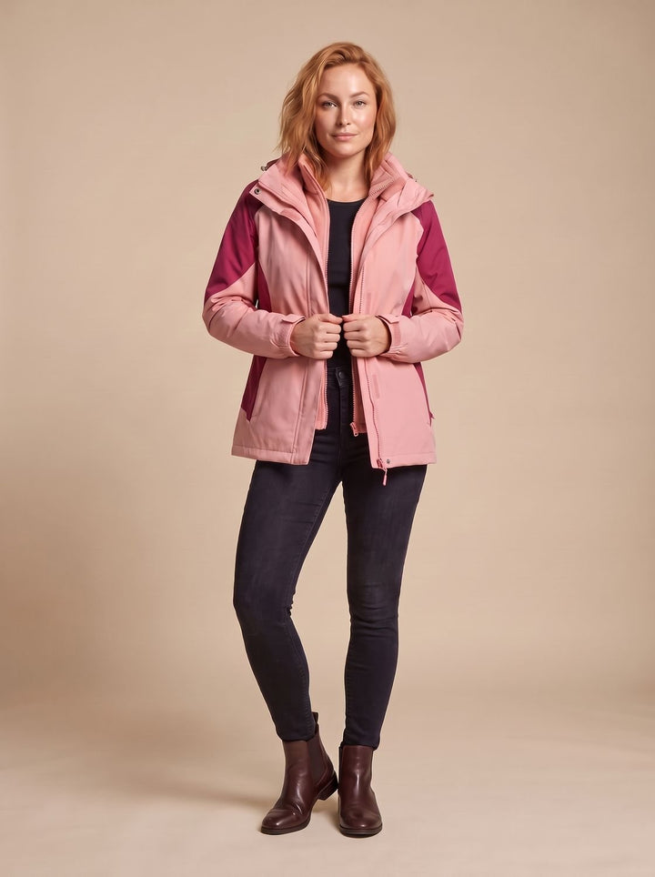 Dames 2-in-1 Softshell Outdoorjas met Afneembare Fleece Binnenjas