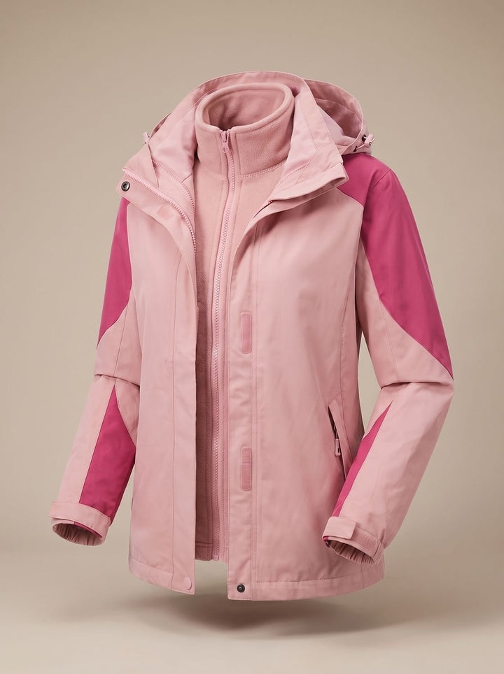 Dames 2-in-1 Softshell Outdoorjas met Afneembare Fleece Binnenjas - Dames Outdoorjas 1312L Roze