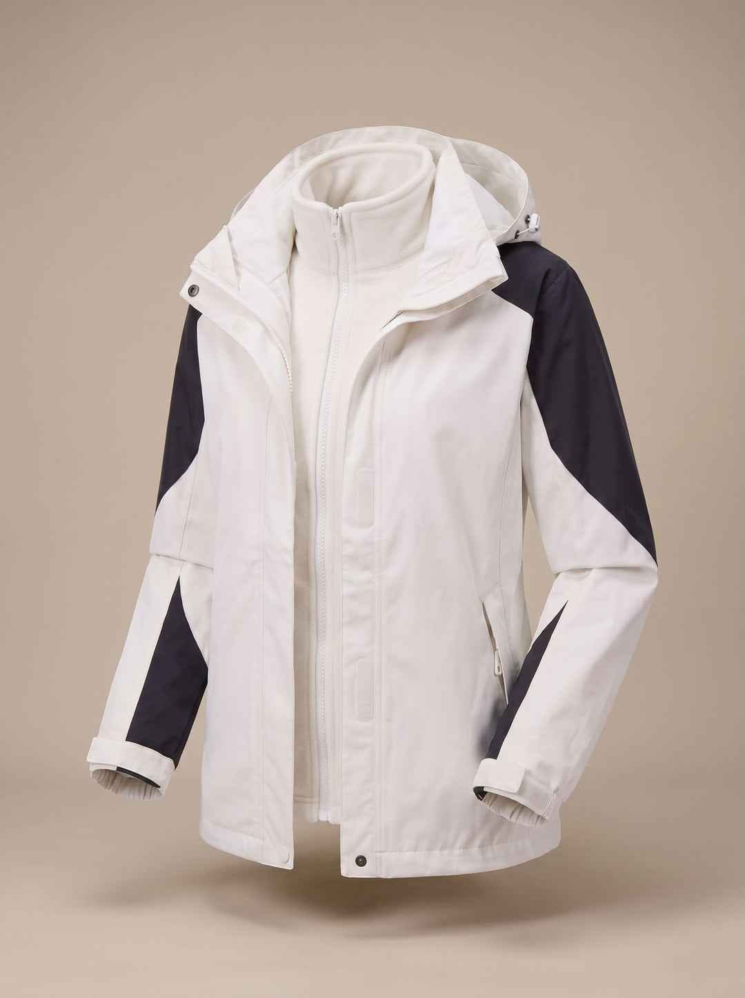 Dames 2-in-1 Softshell Outdoorjas met Afneembare Fleece Binnenjas - Dames Softshell 1312L Ivoor
