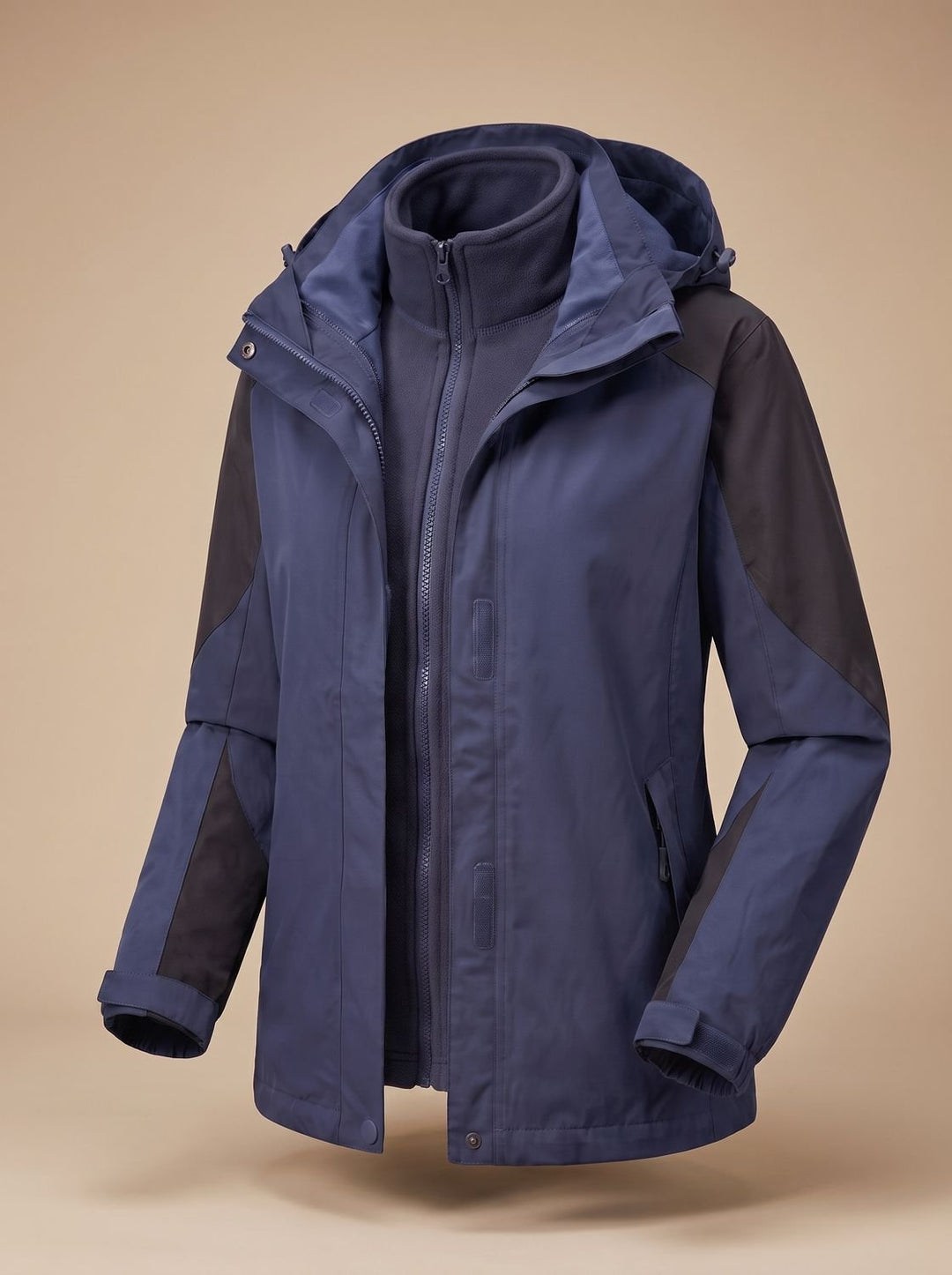 Dames 2-in-1 Softshell Outdoorjas met Afneembare Fleece Binnenjas - Heren Donkerblauw (Mod. 1312N)