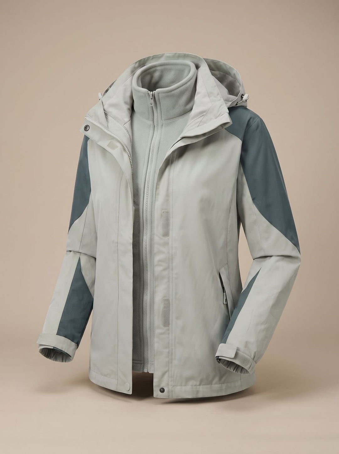 Dames 2-in-1 Softshell Outdoorjas met Afneembare Fleece Binnenjas - Dames Softshell 1312L Erwtengroen