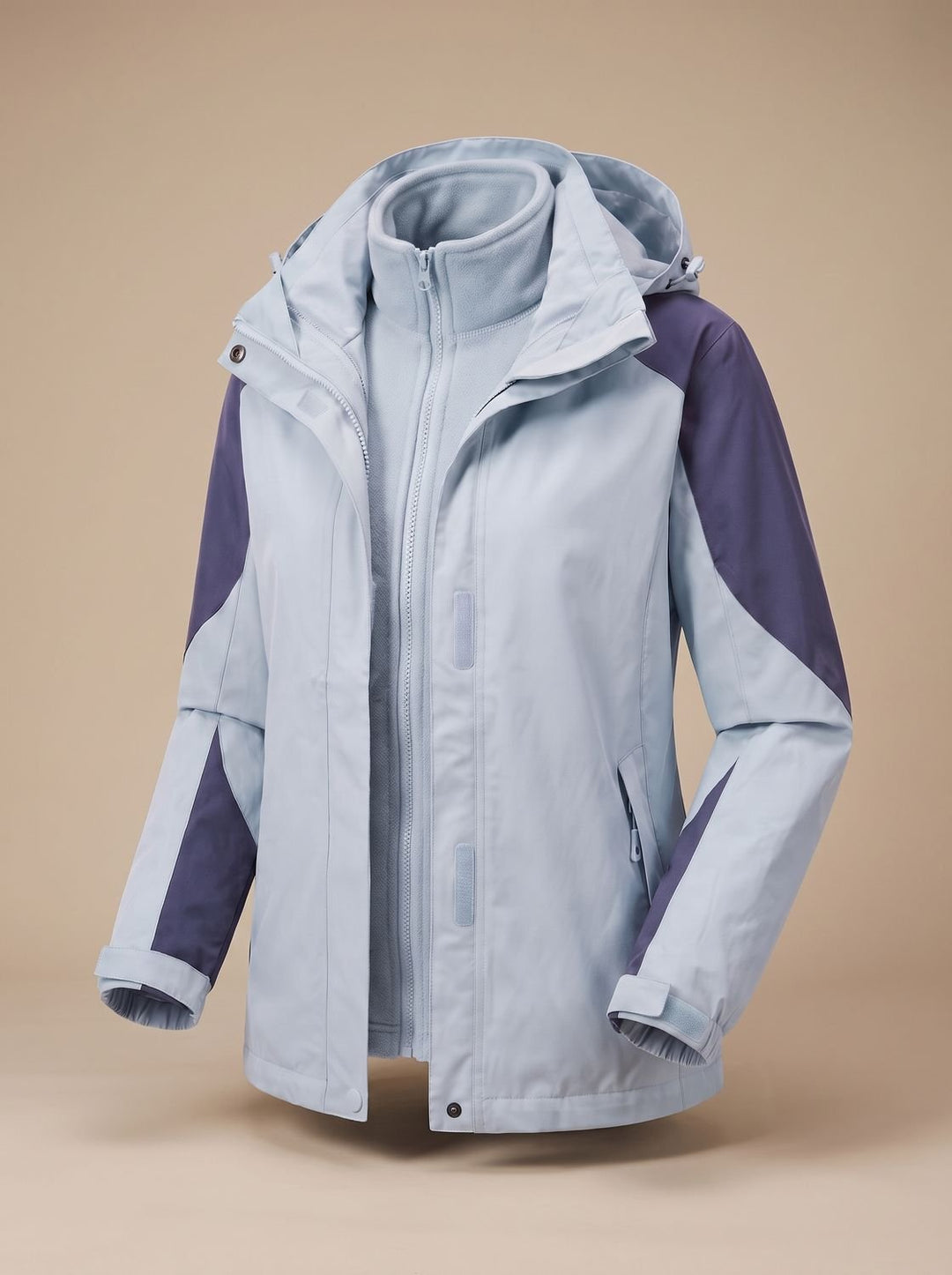 Dames 2-in-1 Softshell Outdoorjas met Afneembare Fleece Binnenjas - Dames Lichtblauw (Mod. 1312L)