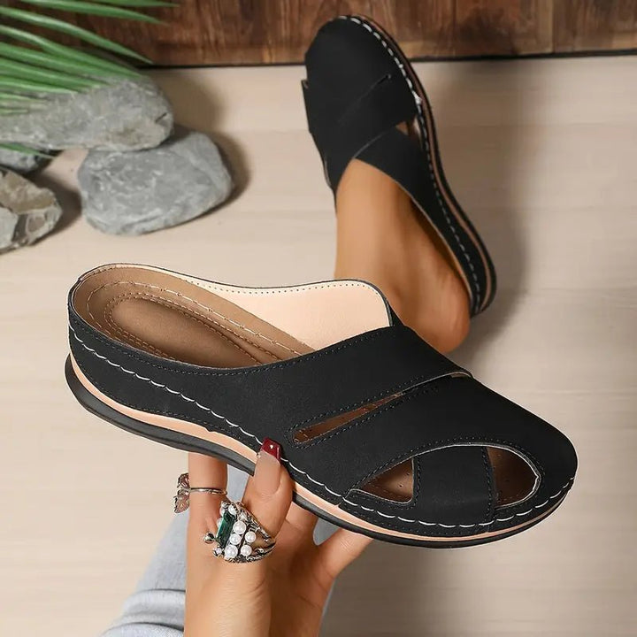 Dames Ademende Orthopedische Slip-On Sandalen - Black
