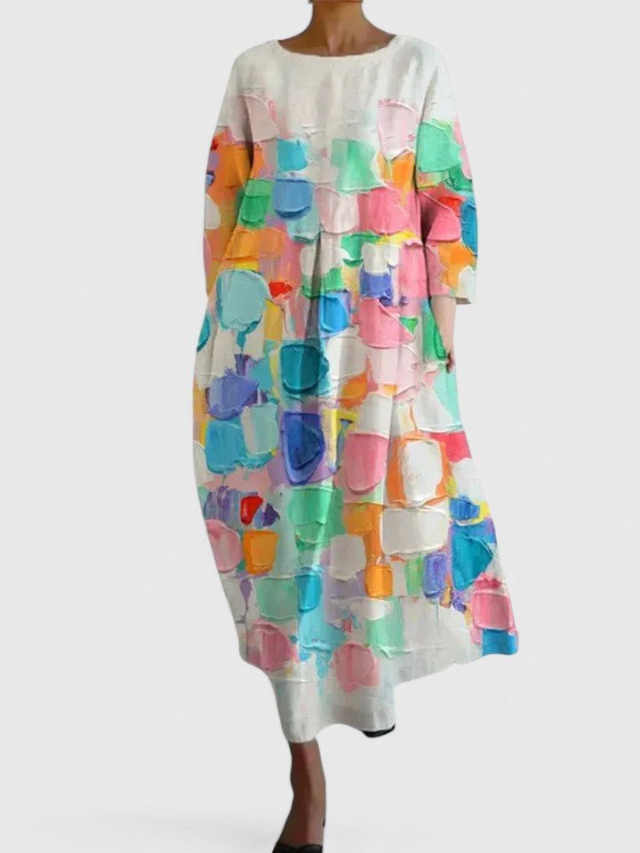 Dames Aquarel Schildpad Print Midi Jurk - Flower 2