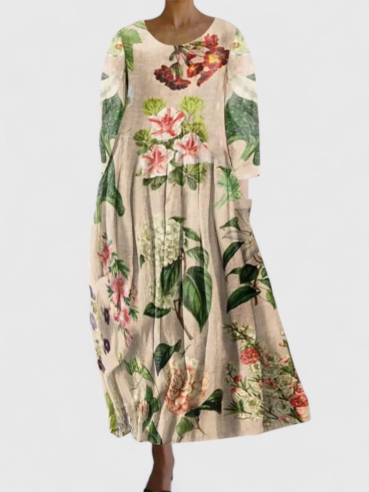 Dames Aquarel Schildpad Print Midi Jurk - Flower 6