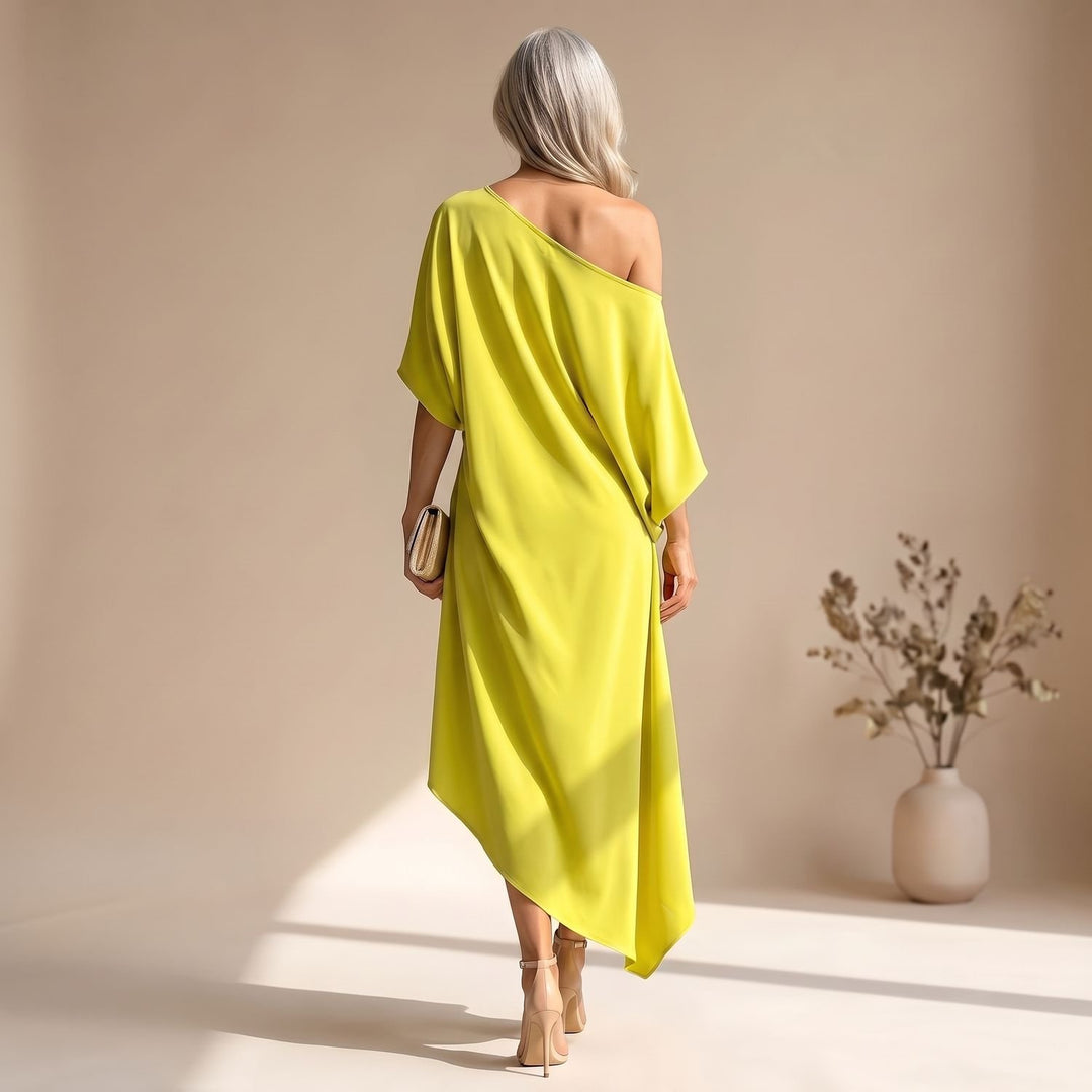 Dames Asymmetrische One-Shoulder Feestjurk Maxi Jurk