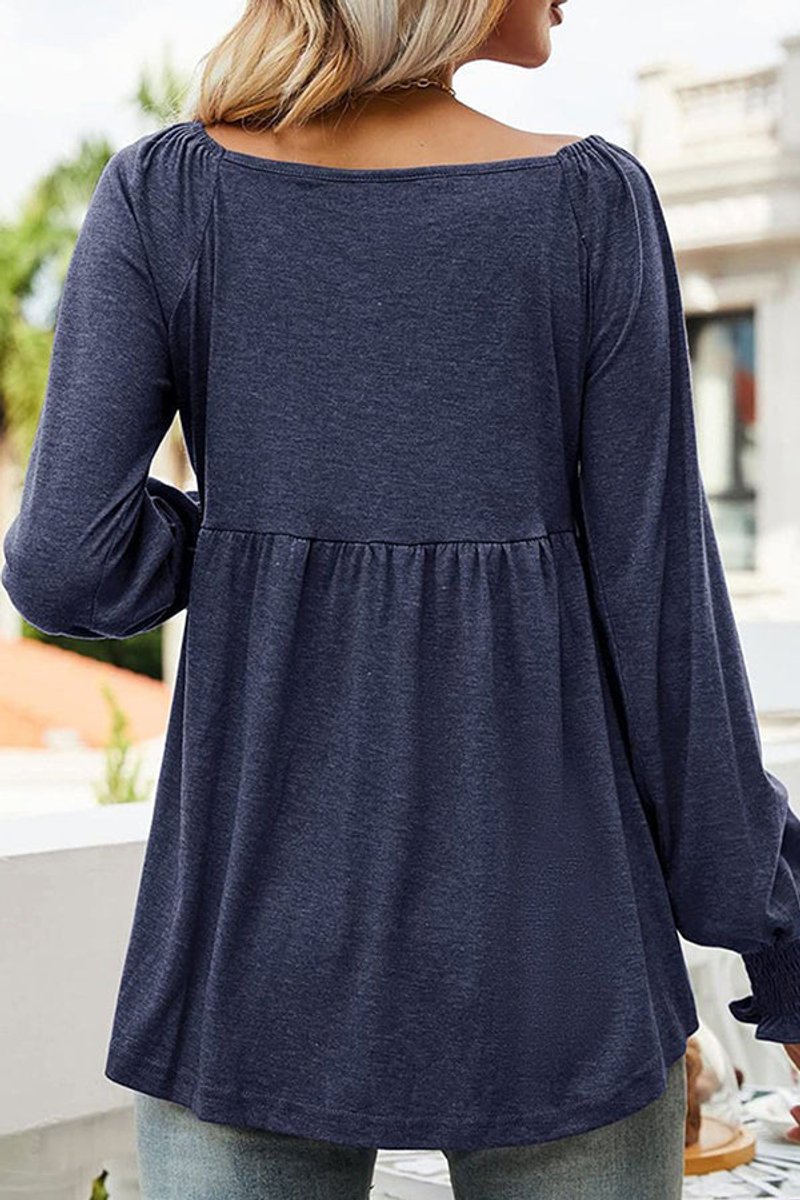 Dames Babydoll V-hals Lange Mouw Casual Tunic