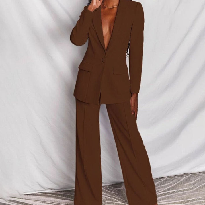 Dames Blazer en Pantalon Set Getailleerde Chique Zakelijke Look