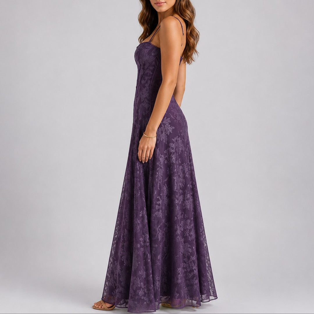 Dames Bloemen Corset Maxi Jurk Herfst Bruiloft Gast