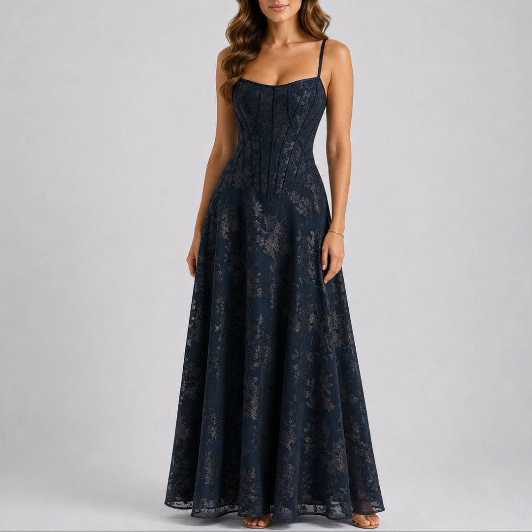 Dames Bloemen Corset Maxi Jurk Herfst Bruiloft Gast