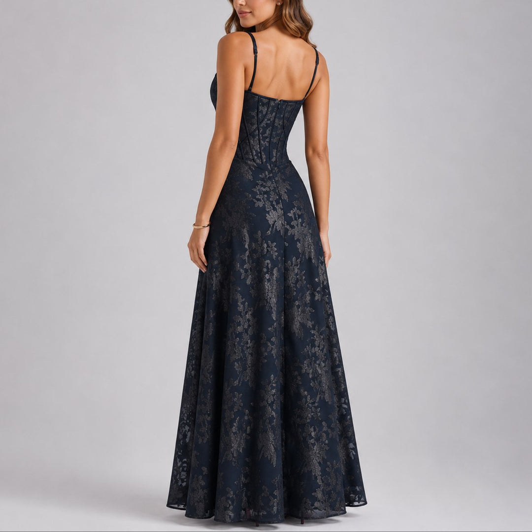 Dames Bloemen Corset Maxi Jurk Herfst Bruiloft Gast