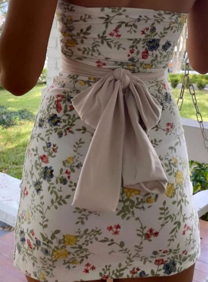Dames Bloemen Tube Jurk Strapless Zomer Minijurk