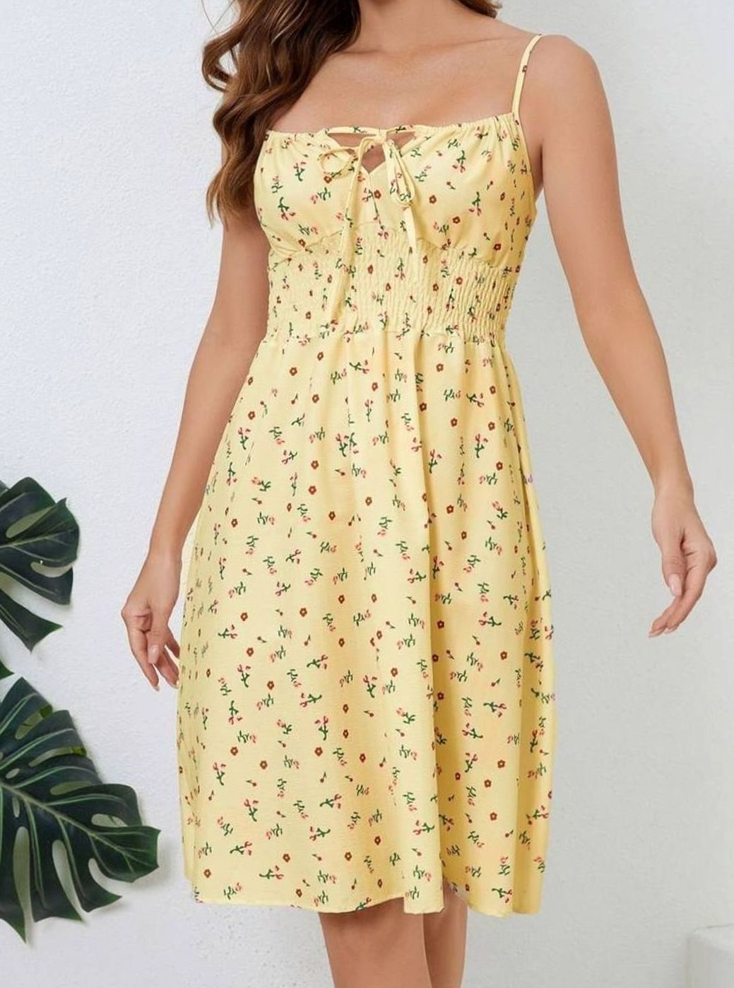 Dames Bloemenprint Cami Zomerjurk Verstelbare Trekkoord