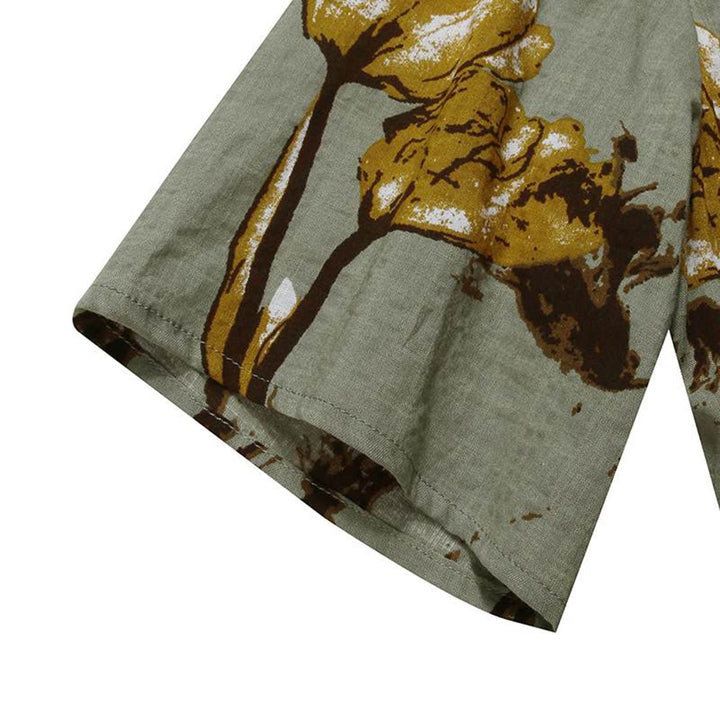Dames Bloemenprint Loose-Fit Korte Mouw Maxi-jurk