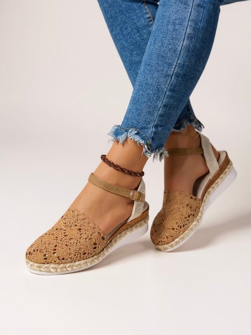 Dames Boho Gevlochten Platform Sandalen - Brown