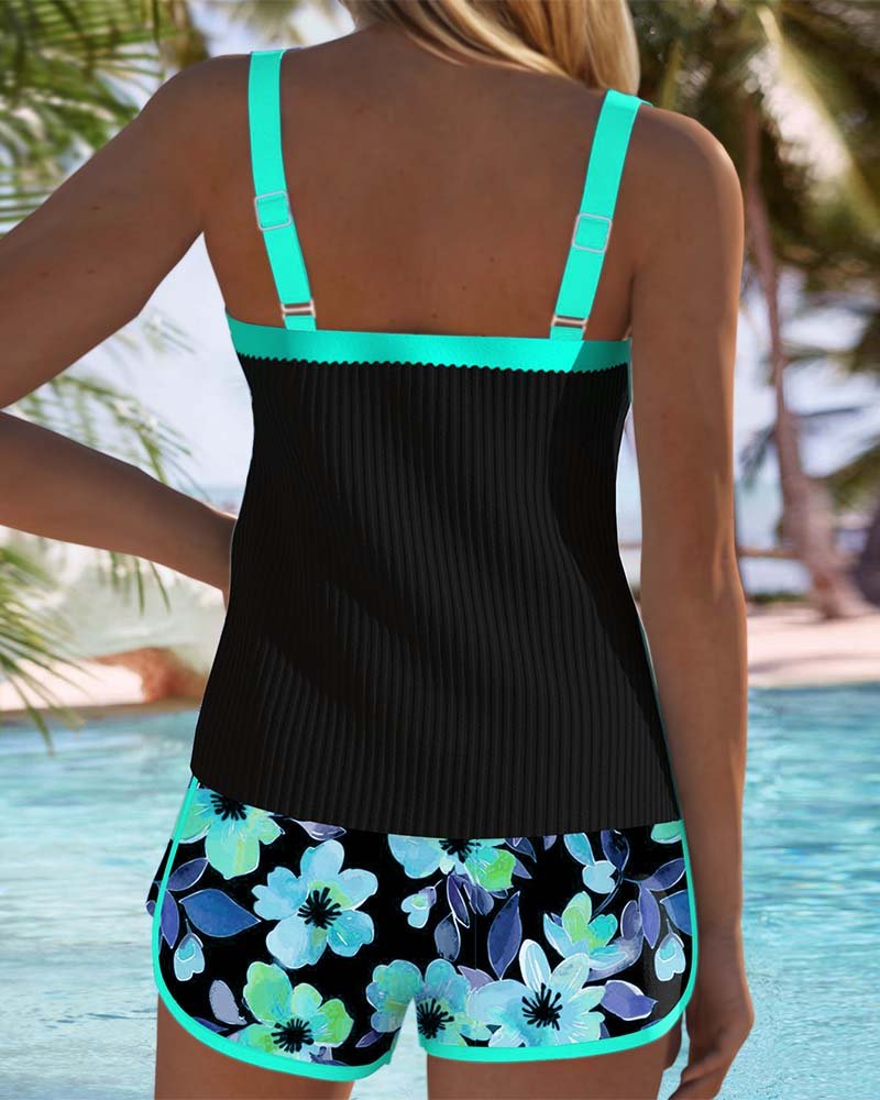 Dames Buikcontrole Geribde Tankini Set