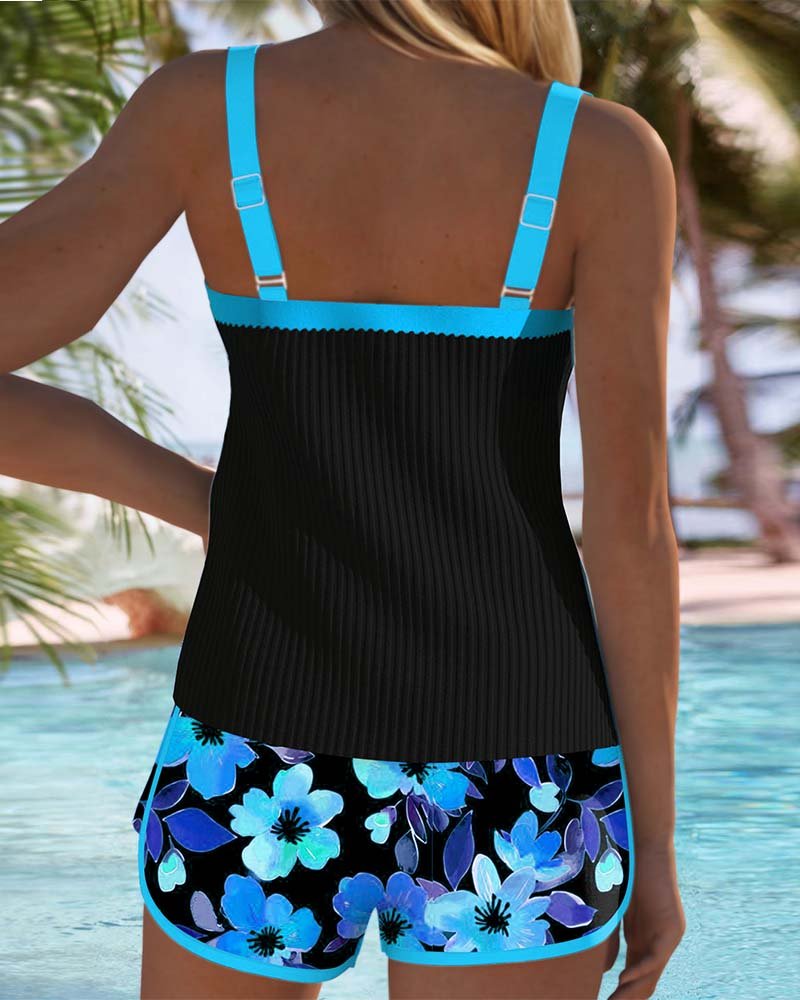Dames Buikcontrole Geribde Tankini Set