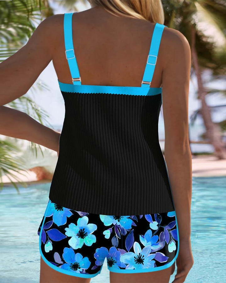 Dames Buikcontrole Geribde Tankini Set