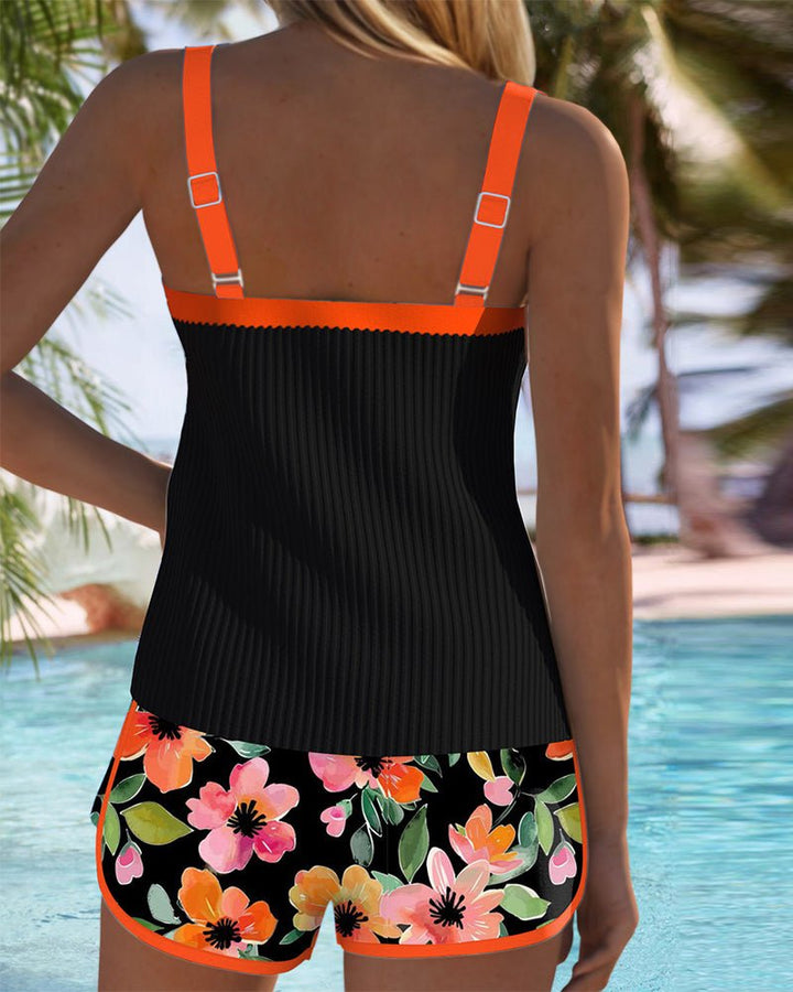 Dames Buikcontrole Geribde Tankini Set