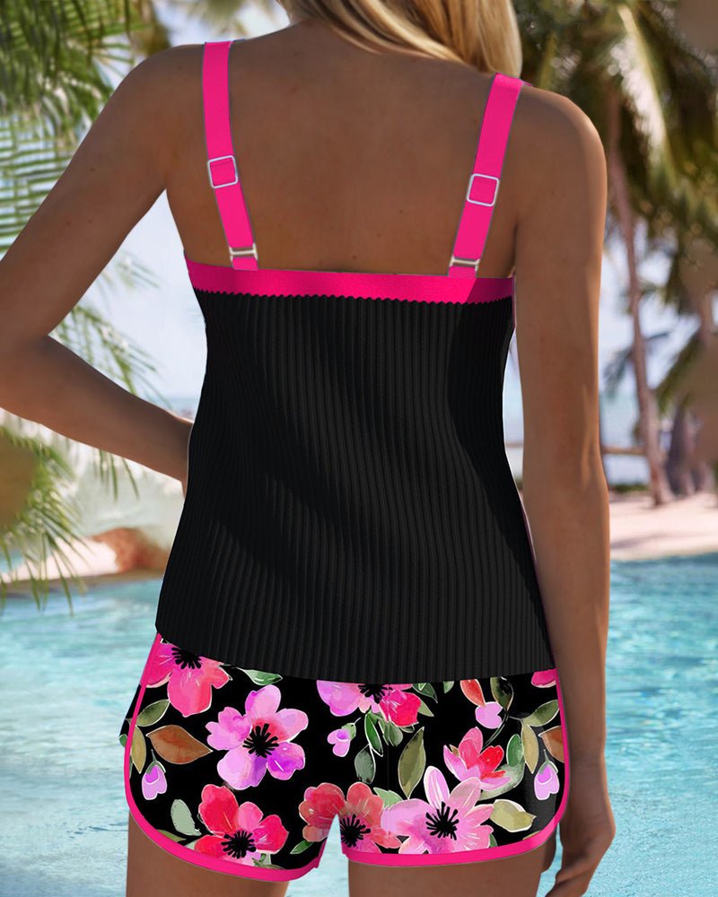 Dames Buikcontrole Geribde Tankini Set