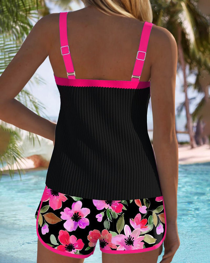 Dames Buikcontrole Geribde Tankini Set
