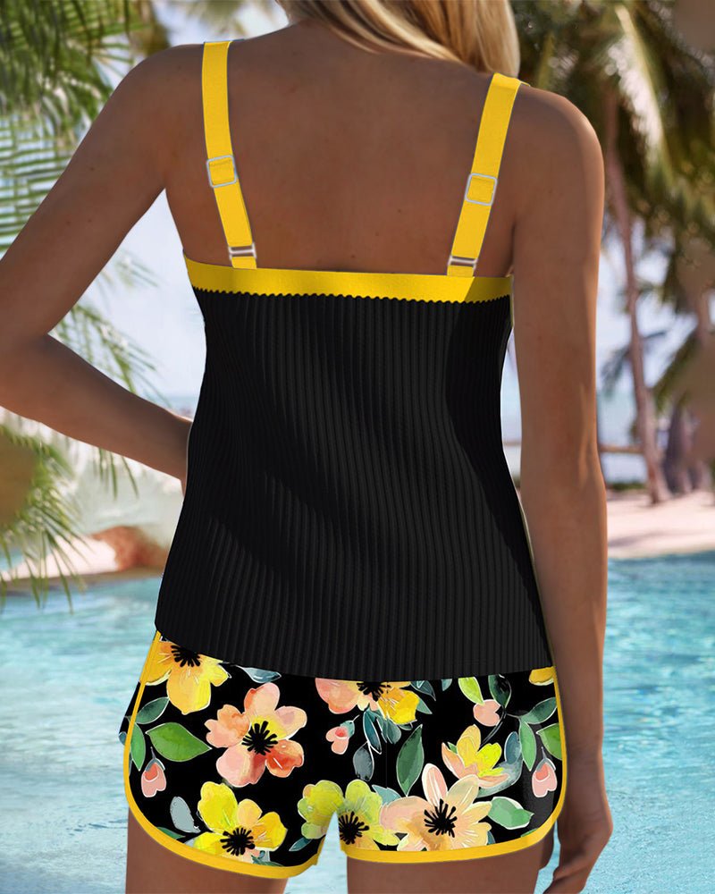 Dames Buikcontrole Geribde Tankini Set