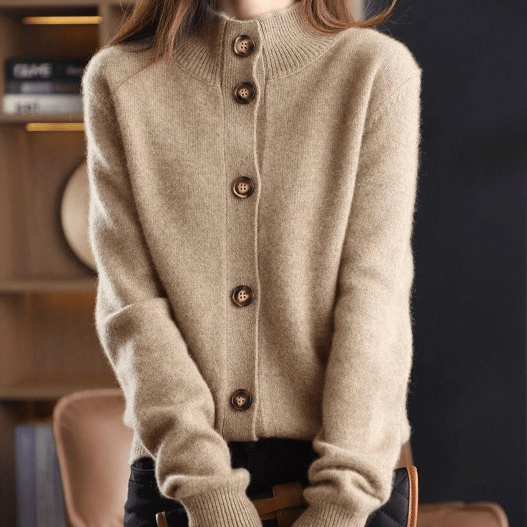 Dames Cashmere Blend Gebreide Knoop Cardigan
