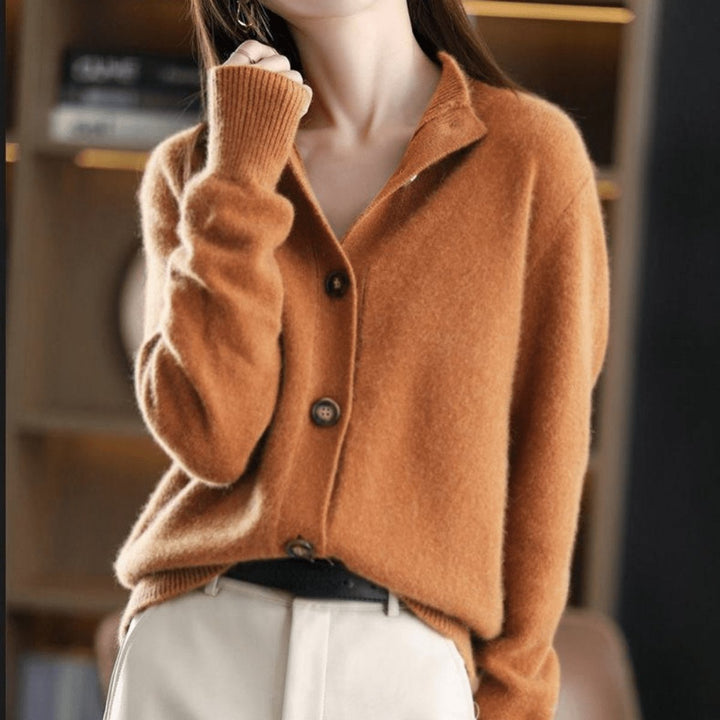 Dames Cashmere Blend Gebreide Knoop Cardigan