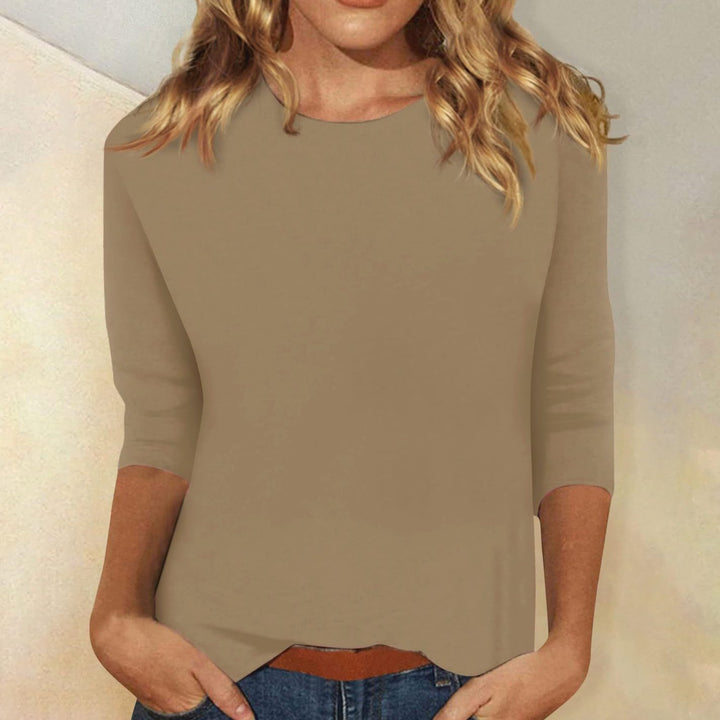 Dames Casual Effen Ronde Hals 3/4 Mouw Top