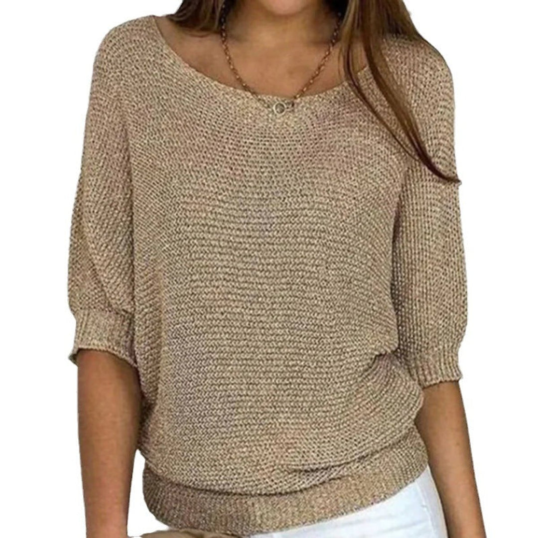 Dames Casual Gebreide Oversized Sweater met V-hals - Beige