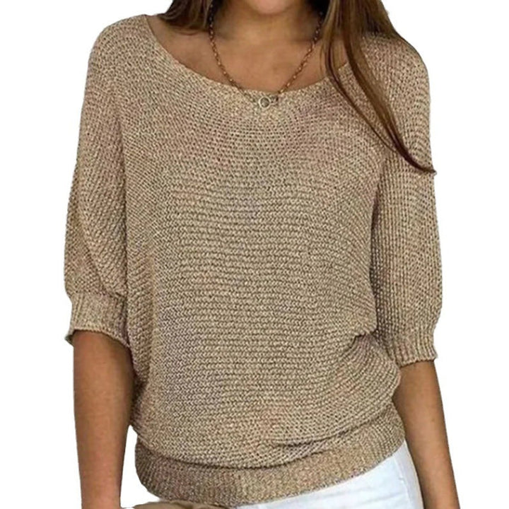 Dames Casual Gebreide Oversized Sweater met V-hals - Beige