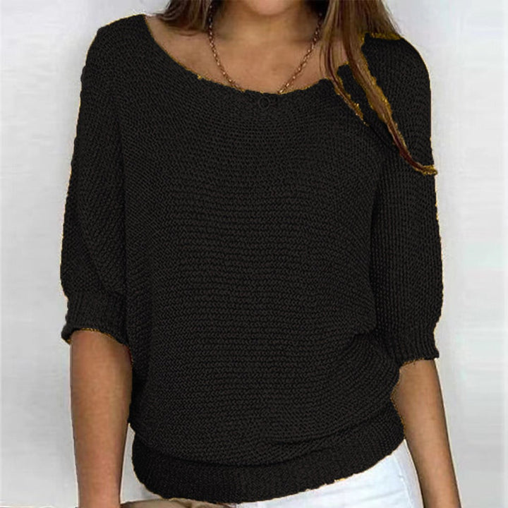 Dames Casual Gebreide Oversized Sweater met V-hals - Zwart