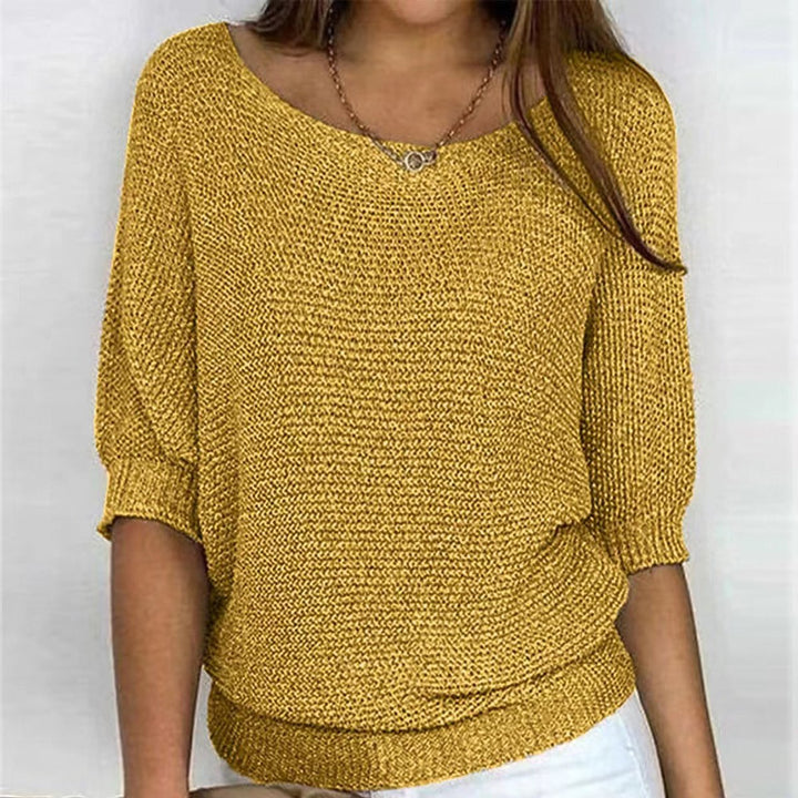 Dames Casual Gebreide Oversized Sweater met V-hals - Geel