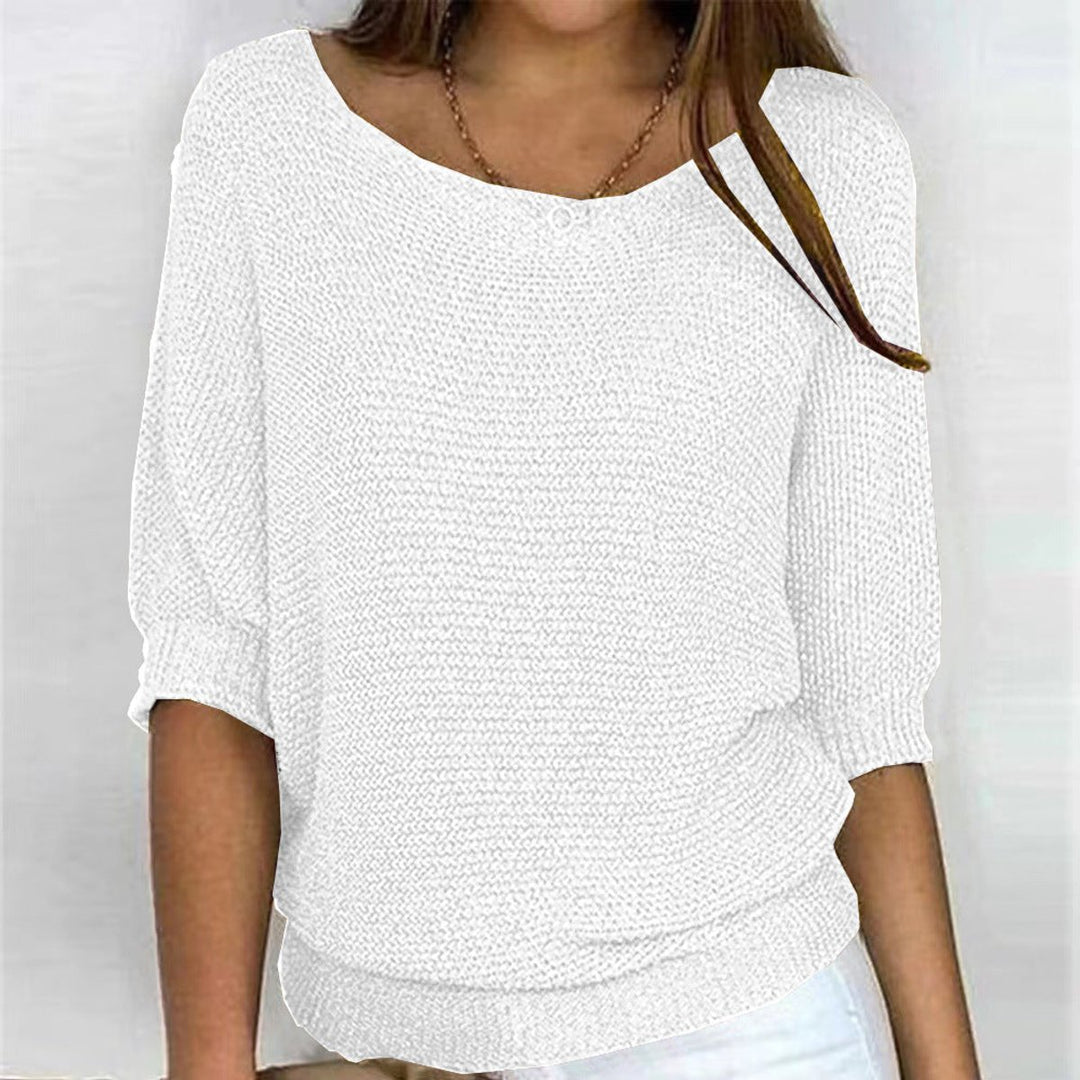 Dames Casual Gebreide Oversized Sweater met V-hals - Wit