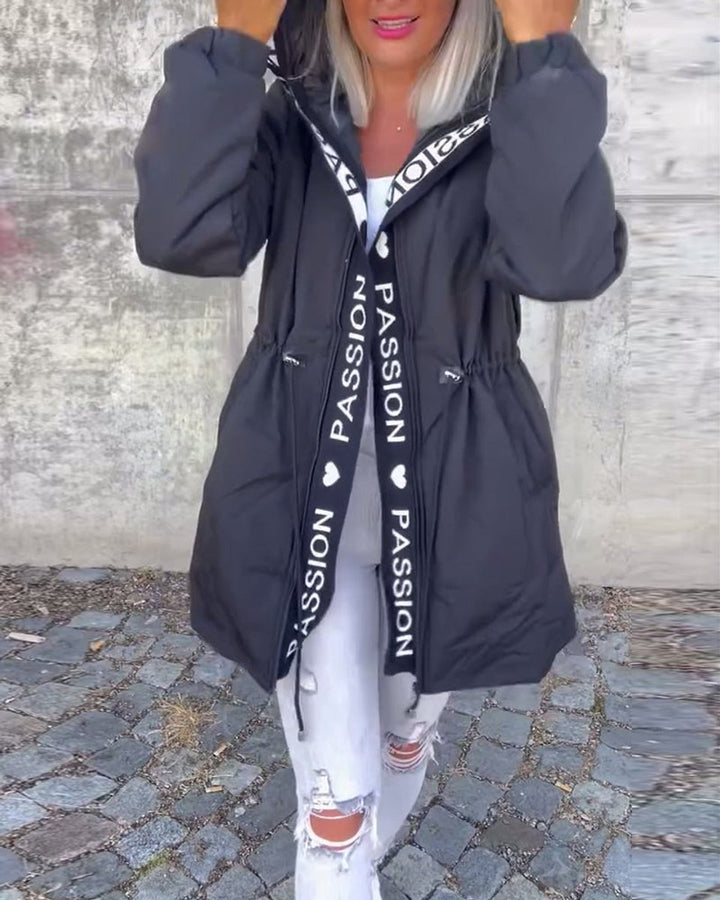 Dames Casual Hooded Women Coat Middellang Loszittend Windjack - Zwart