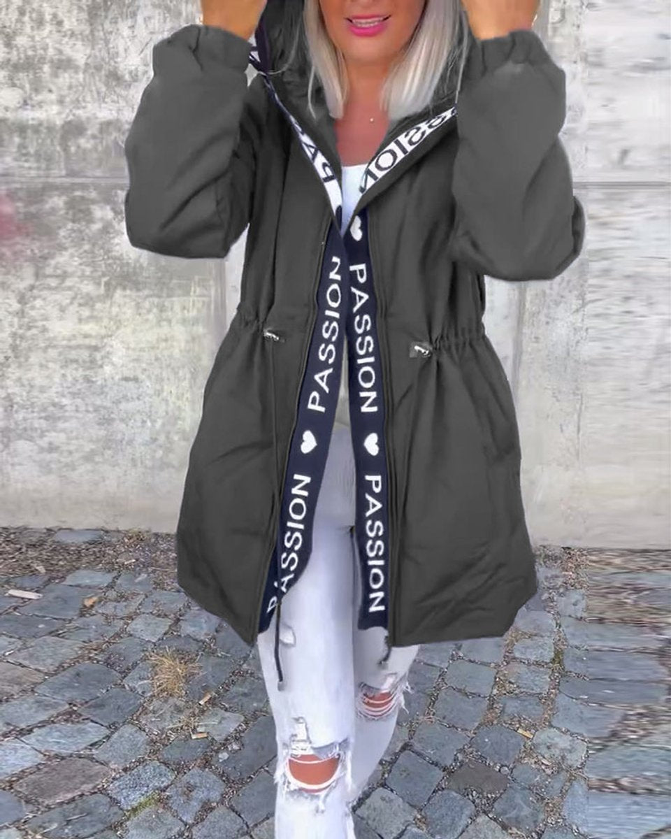 Dames Casual Hooded Women Coat Middellang Loszittend Windjack - Grijs